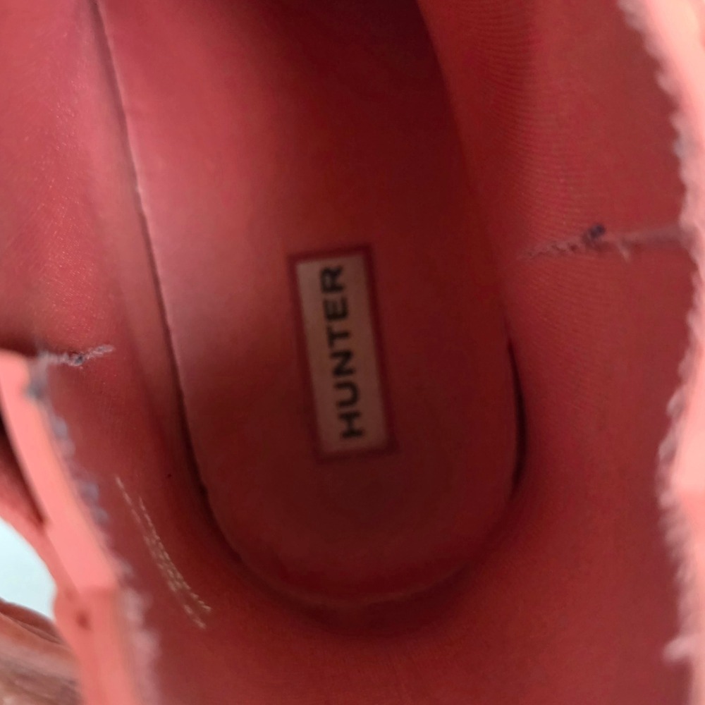 Hunter Original Chelsea Rain Boots Coral Pink Black Marble Print Womens Size 8 - Picture 6 of 8